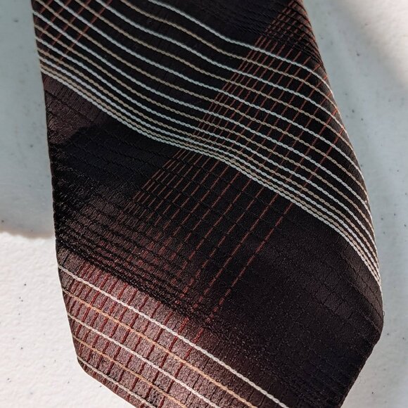 Don Loper Beverly Hills 100% Polyester Brown Striped Necktie 4"Wide - Picture 7 of 10